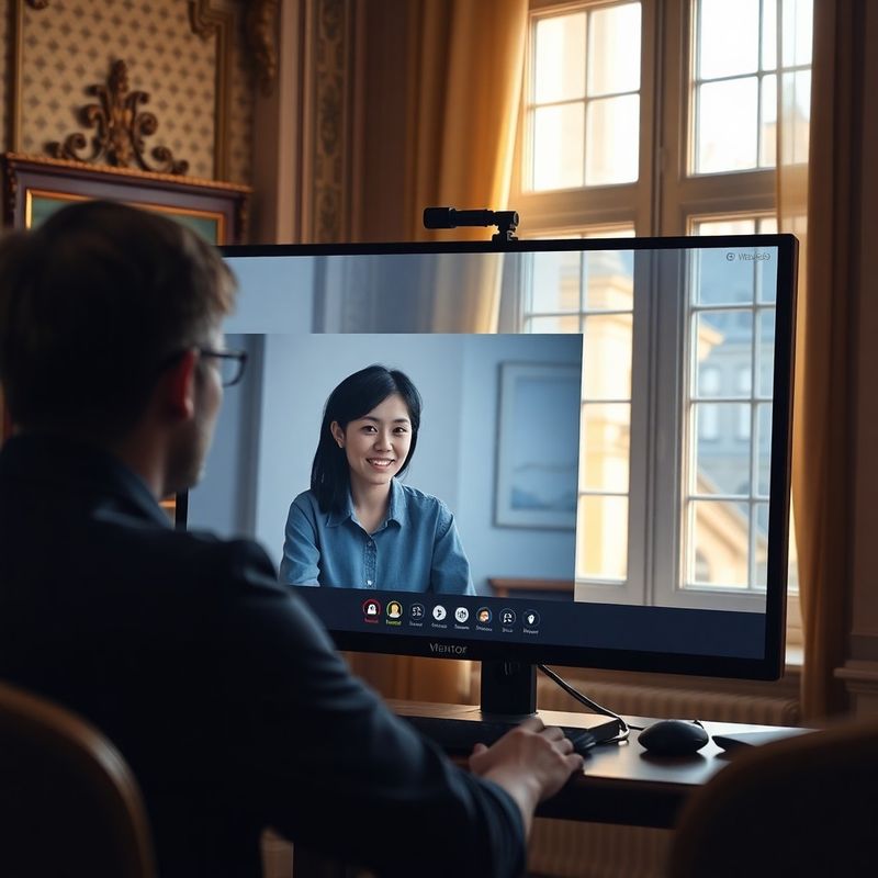 Mentor a student na online video hovoru
